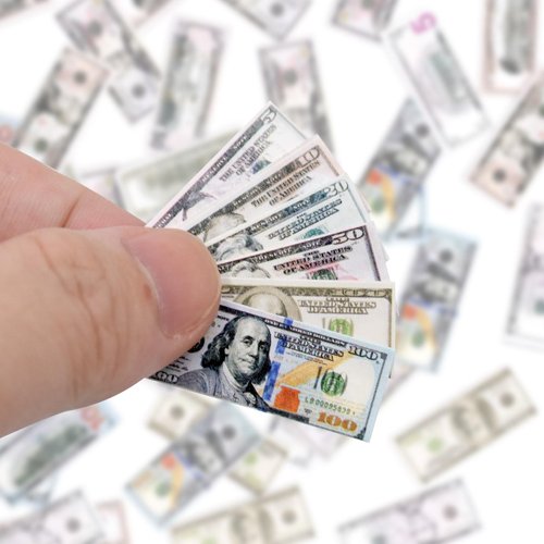 HOMICO 540 Pieces Dollhouse Miniatures Scene Model 100 Dollar Bills Mini Dollhouse Accessories, 6 Styles
