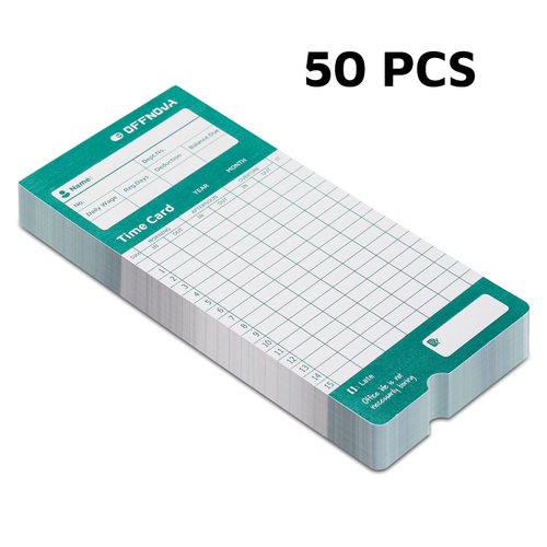 OFFNOVA Thermal Time Cards, Double-Sided Monthly Time Cards for IN/OUT Time Clock, Pack of 50