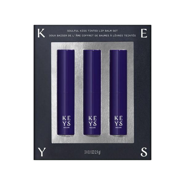 Keys Soulcare Soulful Kiss Tinted Lip Balm Set with Avocado Oil, Moisturizes & Softens, Sheer Color, Silky Formula, Cruelty-Free, 3-Pack, 0.1 Oz