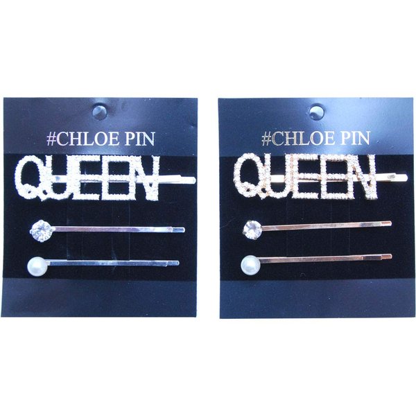 Luxxii Rhinestone Crystal Decorated Hair Barrette Clip Hair Pin (Pack 2, Silver & Gold Tone)