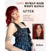 Rosooi Curtain Bangs Human Hair Clip in Bangs for Women Wine Red Color Fake Air Bangs for Daily Wear Hair Clip Bangs