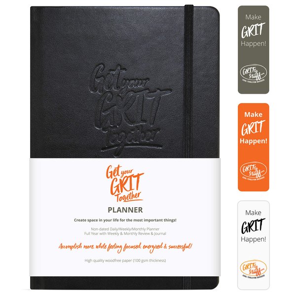 GRIT Planner for Productivity. Instantly Reach Goals with Proven GRIT Success System - Full Year Goal Setting Planner Undated with Journal - Personal Organizer 2024 2025