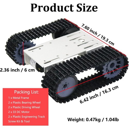 Electric Machinery DIY Tracked Robot Chassis Smart Tank Car Platform Kit, Caterpillar Robotic Crawler Sciences Educational Model for Arduino Raspberry Pi STEAM Silver