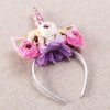 Nishine Girls Glitter Unicorn Horn Headband Camellia Pony Head Band Flower Hair Band Tiara for Party Birthday Gift (Pink)