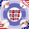 384 Pieces 16 Pack 4th of July Press On Nails Medium Patriotic Press On Nails Short Independence Day Nails Red White and Blue American Flag Nails Square False Nails Full Cover Coffin for Women Girls