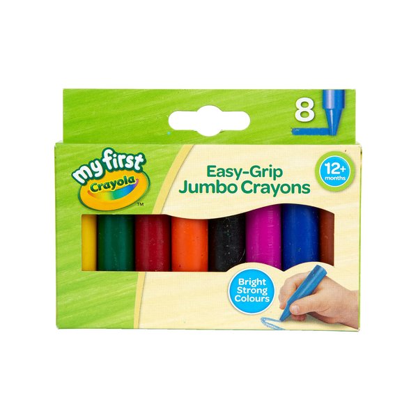 CRAYOLA MyFirst Jumbo Crayons - Assorted Colours (Pack of 8) | Easy-Grip Colouring Crayons Perfect for Toddlers Hands | Ideal for Kids Aged 12+ Months