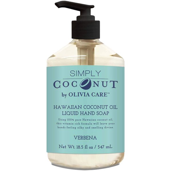 Olivia Care Liquid Hand Soap Verbena & Coconut. All Natural - Cleansing, Germ-Fighting, Moisturizing Hand Wash for Kitchen & Bathroom - Gentle, Mild & Natural Scented - 18.5 OZ