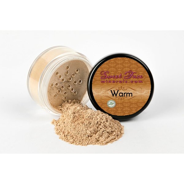 Sweet Face Minerals (Warm) (Most Popular Neutral Shade) (5gm Jar) FOUNDATION Mineral Makeup with SPF 18+, Full Coverage Matte Loose Powder, Bare Face Cosmetics