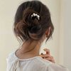 Iaceble Minimalist Pearl U Shape Hairpin Metal Silver Hair Fork Stick Updo Hair Sticks Clip French Pearl Hair Pin Decorative Hair Accessories for Women and Girl Headdress