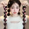 auwiyd 2 PCS Synthetic Braided Ponytails Hair Extensions Pink and Black Braid Wig with Elastic Hair Band Hairpieces for Women Girls DIY Natural Black Soft Synthetic Double Ponytail