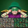 10 Sheets St. Patrick's Day Temporary Luminous Tattoos, 180 Pcs Clover Shamrock Tattoos Stickers Irish Parade Day Face Body Decorations Party Favors Supplies for Kids Boys Girls
