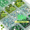 qiipii Resin Rhinestones for Crafting 3mm 4mm 5mm 4 Color Light Green Olive Green Emerald Green AB Flatback Crystal Resin Gems Stones Bulk Crystals Diamonds for Nails Face Makeup Tumblers DIY Crafts
