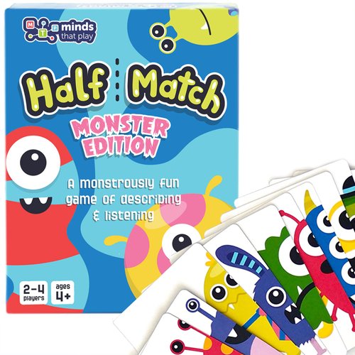 Half Match Minds That Play Monster Edition - Back to School Game for Fun Educational Matching - Memory Card Game for Kids Ages 4-5 - 6-7 - 8-9 - Perfect for Family & Children - Speech Therapy