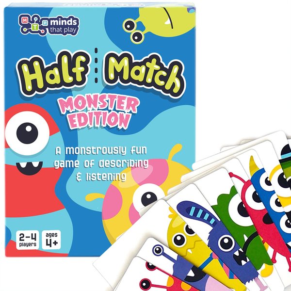Half Match Minds That Play Monster Edition - Back to School Game for Fun Educational Matching - Memory Card Game for Kids Ages 4-5 - 6-7 - 8-9 - Perfect for Family & Children - Speech Therapy