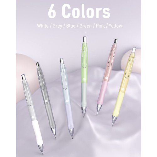 Nicpro 6PCS Pastel Mechanical Pencil Set 0.7 mm, Cute Mechanical Pencils with Comfort Grip with 12 Tubes HB Lead Refill, 3 Eraser, 9 Eraser Refills for Student Writing, Drawing, Sketching- with Case
