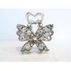 Medium sized silver metal crystal butterfly hair claw clip bridal clip