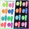 MIZHSE Neon Reflective Gel Polish Set,Sparkly Shiny Disco Shimmer Nail Polish Gel Kit Fluorescent Bright UV LED Soak Off Glitter Nail Gel Polish for DIY Nail Art Salon