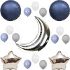 InBy 15pcs Navy Blue and Gold Moon Balloon Sky Night Moon Star Theme Balloon Party Decoration Baby Boy Girl Shower Wedding Birthday 36" Moon Foil Mylar Balloon 18" Start Balloon 12" Latex Balloon Kit