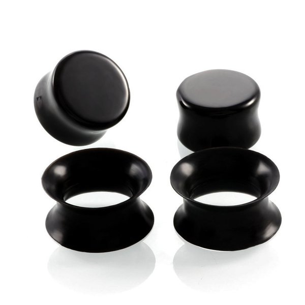 HQLA 2 Pairs Black Natural Obsidian Stone/Ultra-Thin Silicone Ear Gauges Plugs Tunnels Expanders Stretcher Body Piercing Jewelry,2g-5/8''(6mm-16mm) … (00g(10mm))