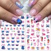 JinPren Cute Nail Art Stickers, 4 Sheets 3D Self Adhesive Cartoon Nail Decals, Acrylic Material, for Women Girls Nail Decoration
