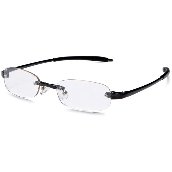 Visualites 5 Black 1.25 Lightweight Oval Rimless Reading Glasses for Men and Woman