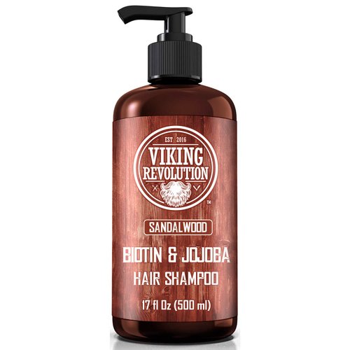 Viking Revolution Sandalwood Men's Shampoo with Biotin and Jojoba Oil - Men Shampoo Natural Hair Shampoo for Men with Vitamin B5 - Hair Loss Shampoo for Mens Shampoo for Thinning Hair (17 Oz)