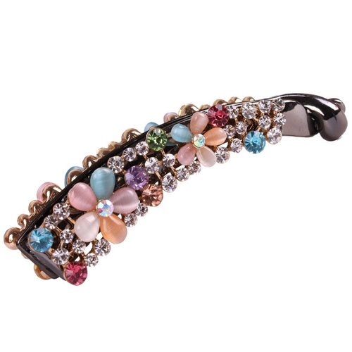 Ruihfas Sparkly Crystal Rhinestone Banana Hair Clips Comb for Lady Women Ponytail Holder (Mulitcolor)