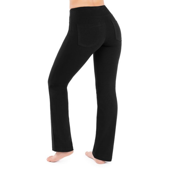 Nirlon Yoga Pants with Pockets - Yoga Pants with Pockets for Women Soft & Breathable Leggings with Pockets Regular & Plus Size Workout Leggings with Pockets (XL 28" Inseam, Black)