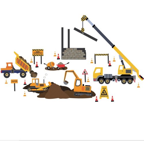 Construction Site Wall Decals Removable and Reusable Eco Friendly Construction Vehicle Wall Sticker!