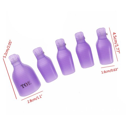yueton Pack of 10 Reusable Toenail Nail Art Soak Off Cap Clip UV Gel Polish Remover Tool (Purple)