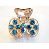 Jeweled antique gold bow shaped hair claw clip with crystals (Primary color: Blue (only 1 left))