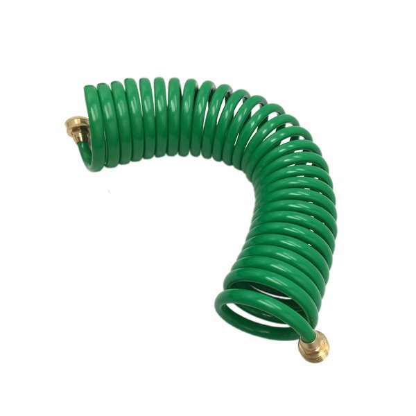 Recoil Hose Garden Hose EVA Curly Water Hose with Brass Connectors Watering Hose Coil Plastic Spring Hose Resistant Garden Coil Hose Self Coil Hose 25 FT, Green