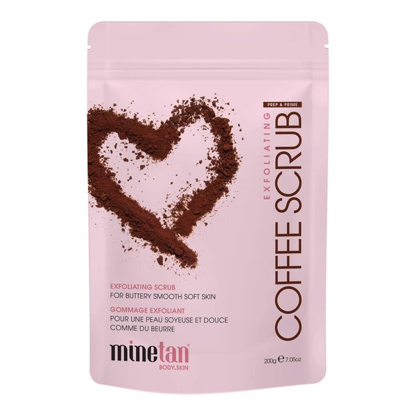 MINETAN BODY.SKIN Coffee Scrub Exfoliating Hydrating Face & Body Scrub - Smooth Soft Skin Treatment For Breakouts Stretch Marks, Self Tan Prep, Pre-Tan Exfoliate - 200g