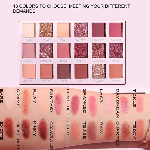 Eyeshadow Palette Browns, 18 Colors Matte Shimmer Makeup Kit Matte Shimmer Eye Shadow Long Lasting Pearlescent Matte Eyeshadow Powder Cosmetic