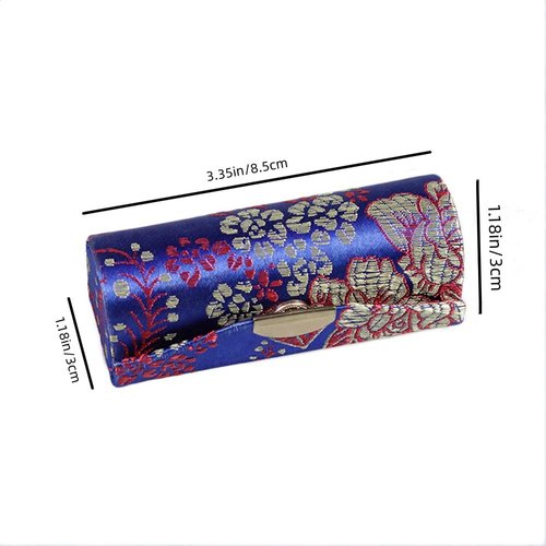 wiiAiloo Lipstick Case Classic Woven Satin Lipstick Holder Ladies Retro Floral Lipstick Case Holder Organiser Lipstick Box with Makeup Mirror Cosmetic Storage Kit for Women Girls(3 Pcs Random Colors)
