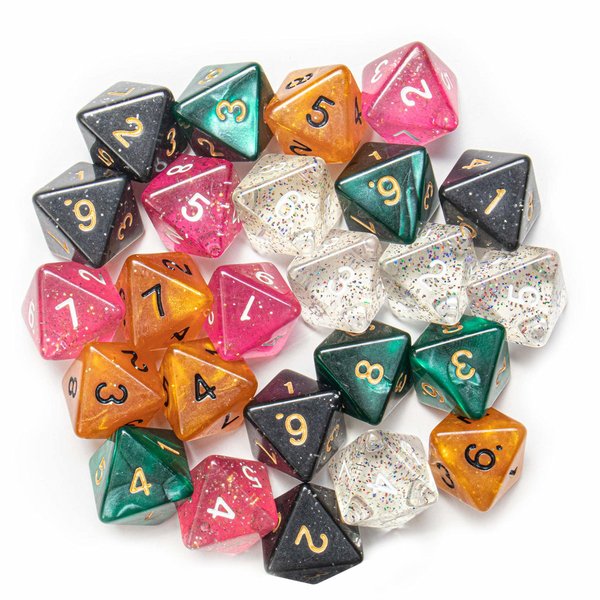 Wiz Dice Bulk Random Polyhedral Dice (D8-25 Pack) - Polyhedral Role Playing Dice in Unique Colors - DND Accessories for TTRPG Dice Games - Ideal Roleplaying Game Dice