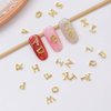 52pcs Gold Letters Nail Stud Alloy Rhinestone + 5pcs 3D Dollar Sign Money Nail Art 3D Capital Letters Nail Studs Alphabet Nail Charms Art for Acrylic Nails Bling Jewels Making Crafts DIY Manicure