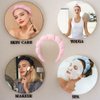 Meekest Skincare Headband for Washing Face, Spa Headband and Wristband Set for Women and Girls with Hair Clip Scrunchies, Makeup Headbands Cute Terry Cloth Sponge Stuff - Pink
