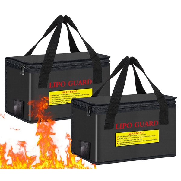 IANDAIROK 260 * 130 * 150mm Lipo Battery Safe Bag Fireproof Charging Bag for RC Lipo Battery Pack Storage Charging Transport, Home Office Travel Lipo Storage Pouch Double Layer Fireproof