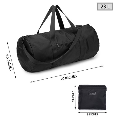 Vorspack Small Duffel Bag 20 Inches Foldable Gym Bag for Men Women Duffle Bag Lightweight with Inner Pocket for Travel Sports - Black