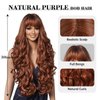 testar Auburn Wigs for White Women Long Wavy Reddish Brown Wig Long Curly Wigs With Bangs Heat Resistant Synthetic Wigs for Daily Party Wear 30 IN