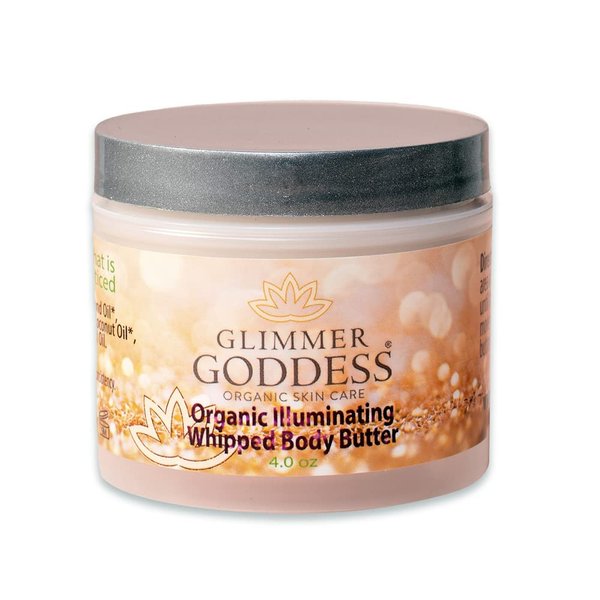GLIMMER GODDESS Organic Whipped Shimmer Body Butter - Sexy Level 2 Bronze Body Shimmer - Moisturizing & Nourishing Skincare with Natural Ingredients - Sultry Glow & Hydration - 4.0 oz