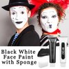 2PCS White and Black Face Body Paint,Oil Based Clown Face Painting Kit with Sponge,Halloween Cream Face Body Paint Makeup Kit for Goth Costume Zombie Cosplay Skull Skeleton SFX Makeup