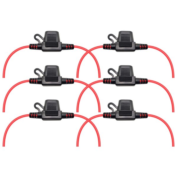 VANTRONIK Waterproof Inline Fuse Holder 6 Pack for Mini Fuse, 16 Gauge AWG Wire UL1015, Fit for ATM Blade Fuse, 12 Inches Long