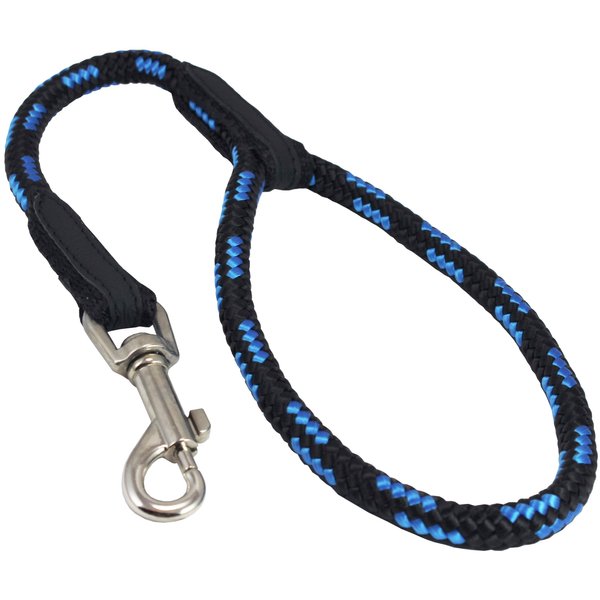 Dogs My Love 18-inch Rope Dog Leash Short (Blue/Black, Medium 7/16" (10mm) diam)