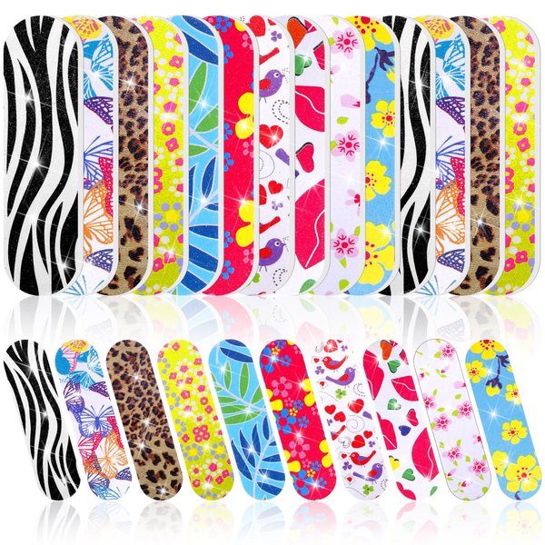 100 Pack Nail Files Double Sided Emery Boards Manicure Tools (Vibrant Style)