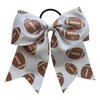 NEW "GLITTERY FOOTBALL" Cheer Bow Pony Tail 7 Inch Girls Hair Cheerleading Games Sports Team Playoffs Grosgrain Ribbon yellow