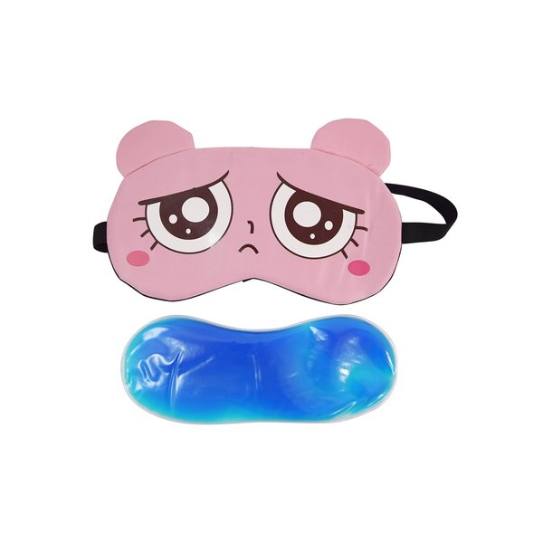 Skelapparel Pink Travel Eye Mask Sleep Aid Cold Gel Pack for Puffy Eyes, Travel, Meditation