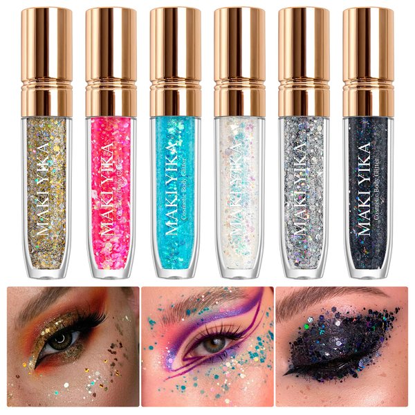 Body Glitter Rave Accessories, Face Glitter Makeup Mermaid Sequins for Eye Hair, Singer Concerts Party Festival Sparkling Chunky Glitter for Women Kids (Multi Color)