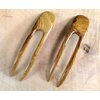 (2) Teak Wood Two Prong Curved 4.5 Inch Hair Stick Pick Pic Pin Fork